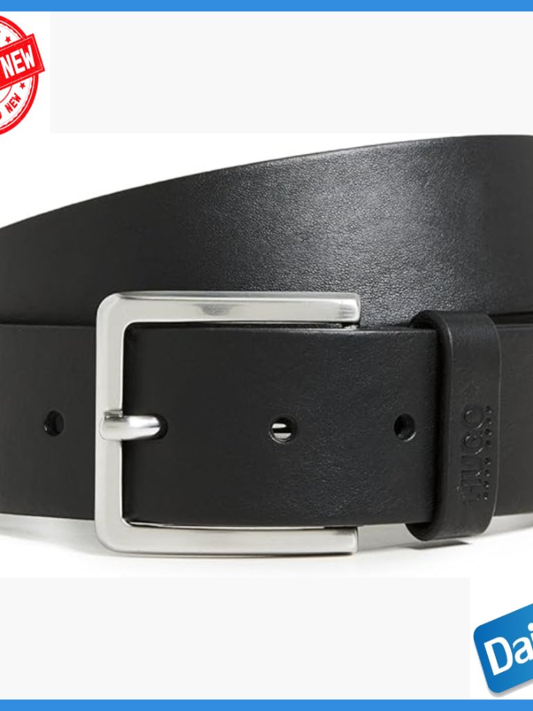 Men's Leather Belt With Matte Gunmetal Hardware, Size 38, 4cm Width